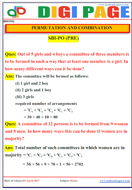 DP | PERMUTATION AND COMBINATION | 3 - APR - 17 | IMPORTANT FOR SBI PO