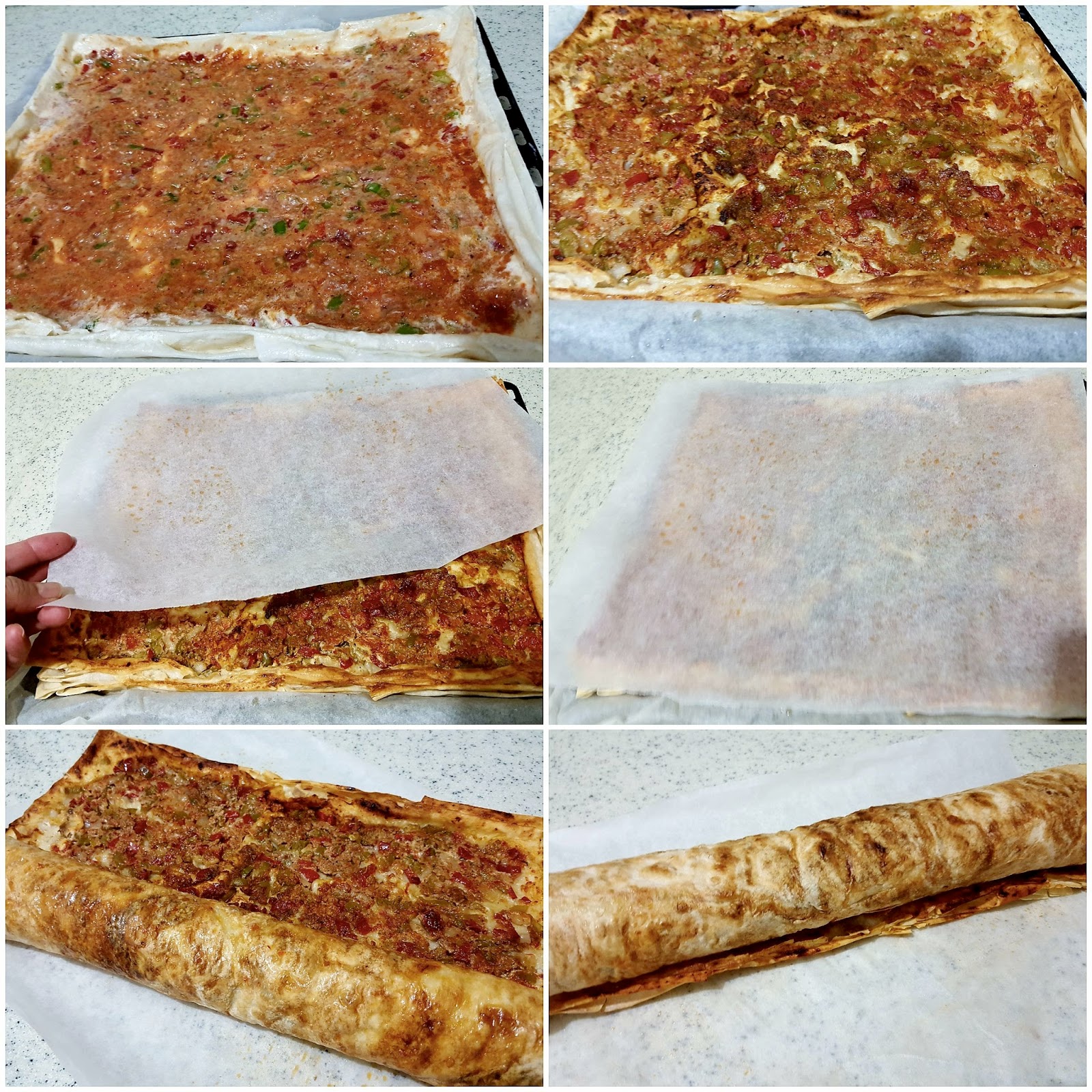 Emel�in Mutfağı Kıymalı Rulo Börek ( Lahmacun Böreği )