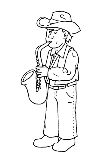 Vaquero tocando saxofón