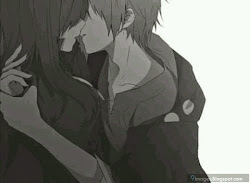 anime couple romantic hug deep feelings affection