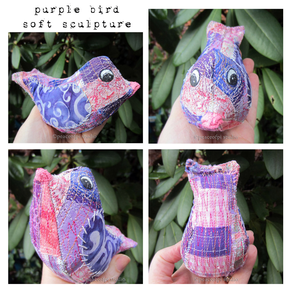 peaceofpi studio: Sewing Soft Sculpture Patchwork Fabric Birds