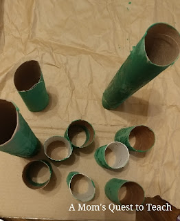 green paper towel tubes drying
