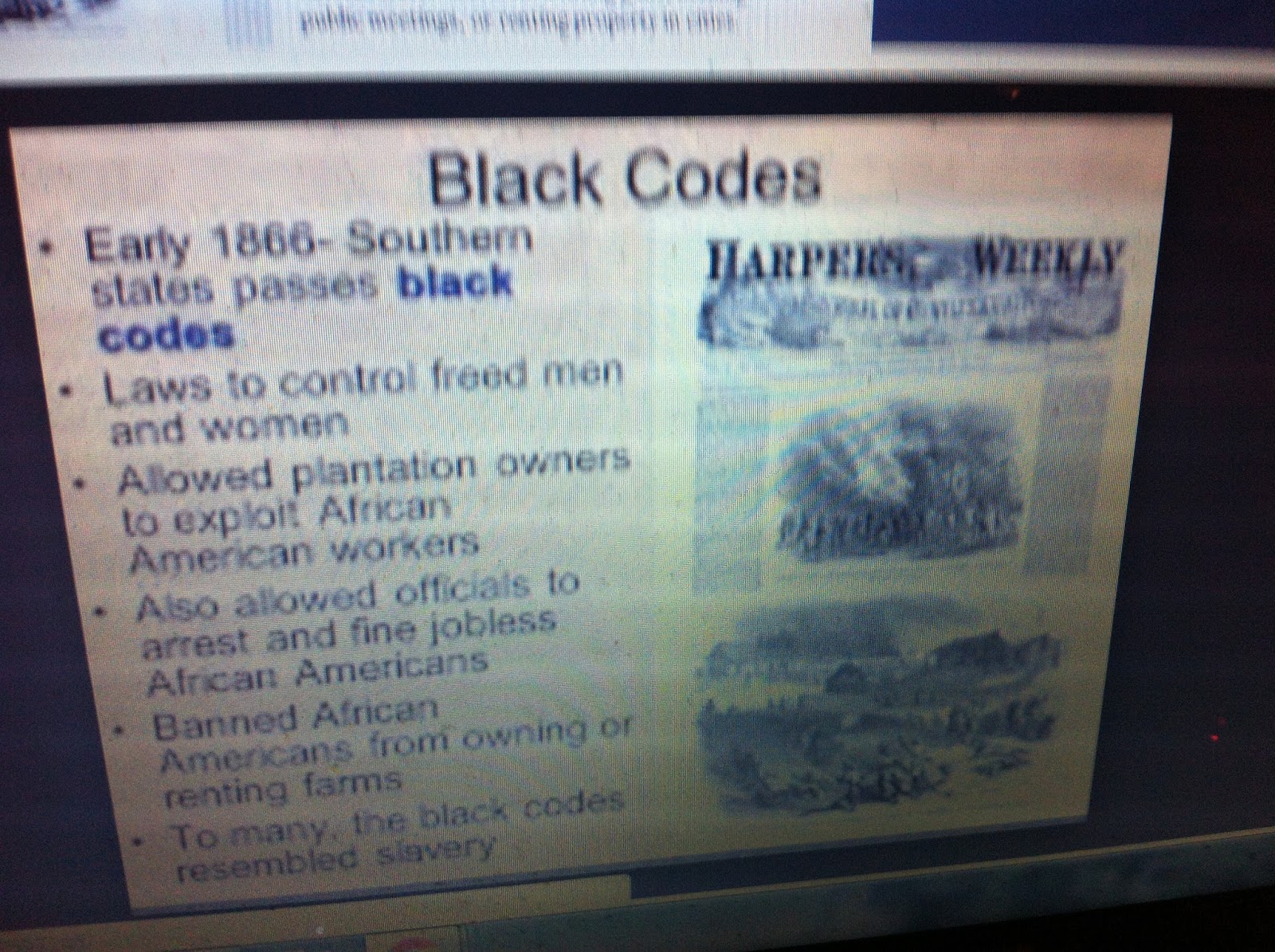 THE BLACK SOCIAL HISTORY BLACK SOCIAL HISTORY BLACK CODES UNITED