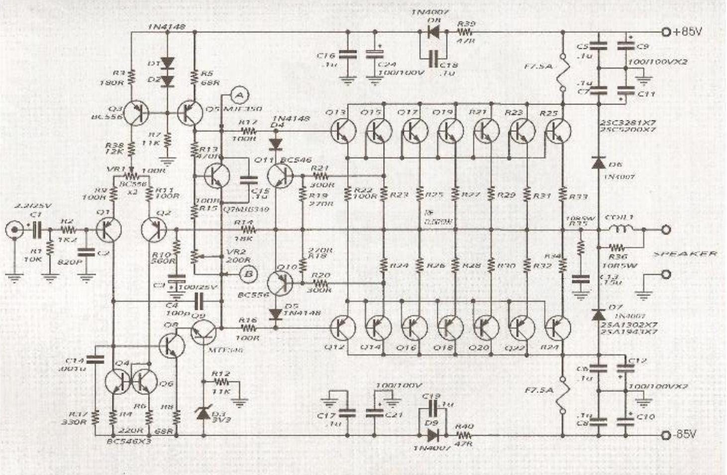 600w Audio Amplifier Circuit With 85v 8ohms The Circuit