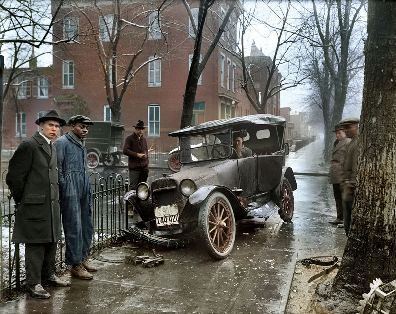 Accidente de coche en Washington DC en 1921