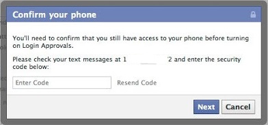 Confir your phone facebook popup
