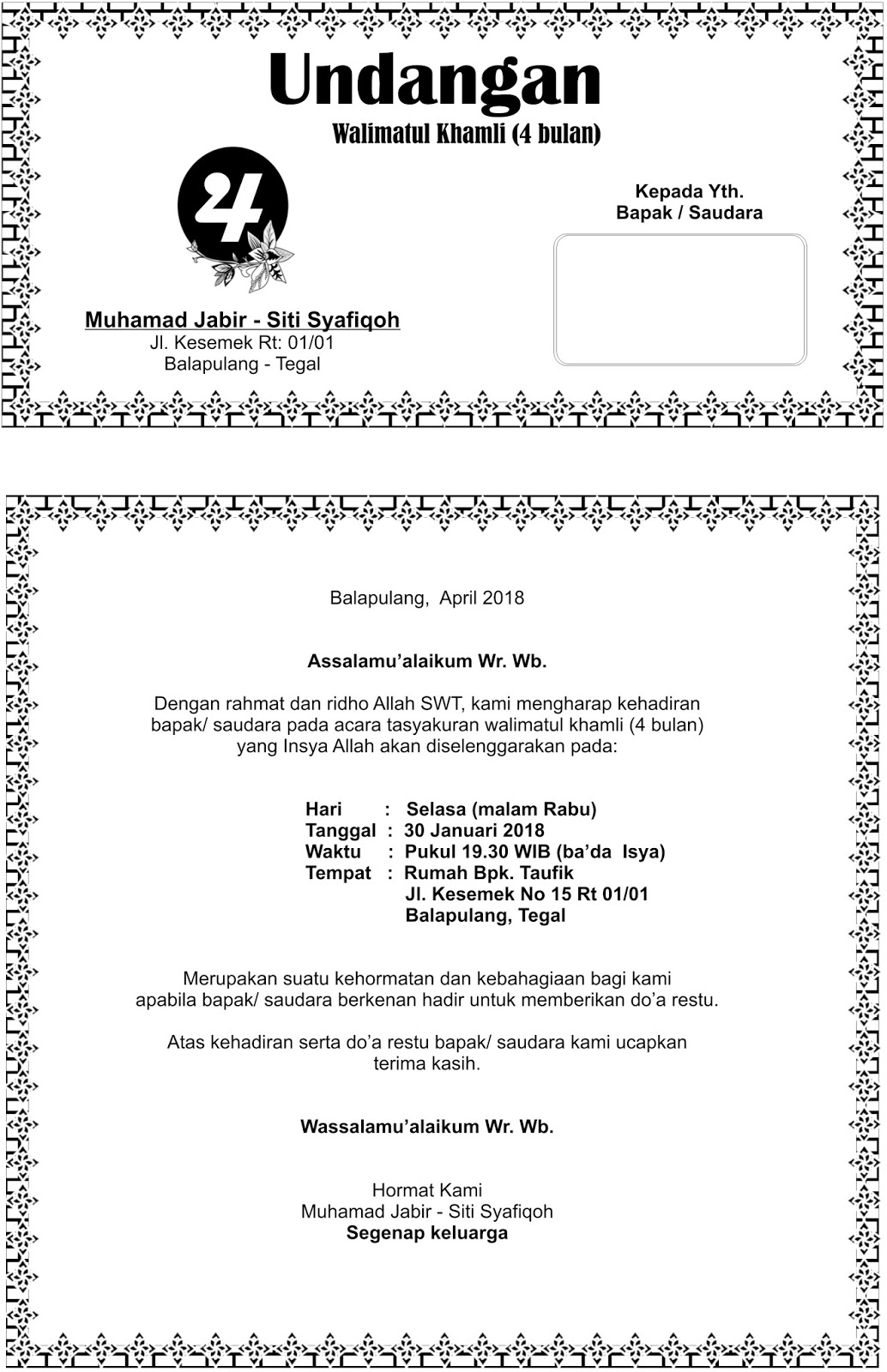 Format Undangan 7 Bulanan Kehamilan Pdf