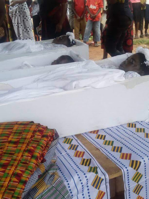 Photos: Tears flow as mother and her three children killed by flood are laid to rest in Ghana