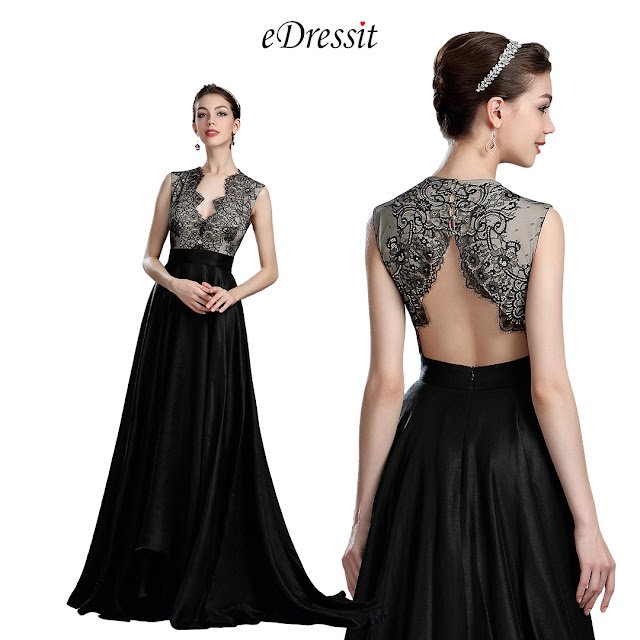 Beautiful Black Long Lace Evening Dressing Gown