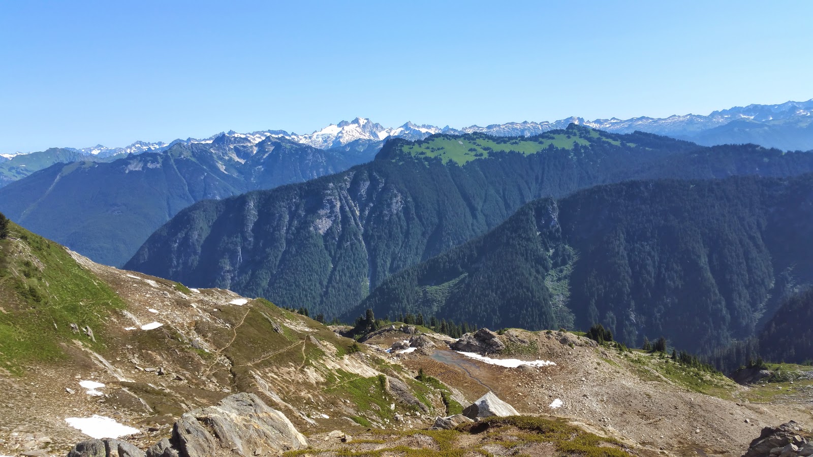 The PCT hiking trail's on the Washington Cascades. 