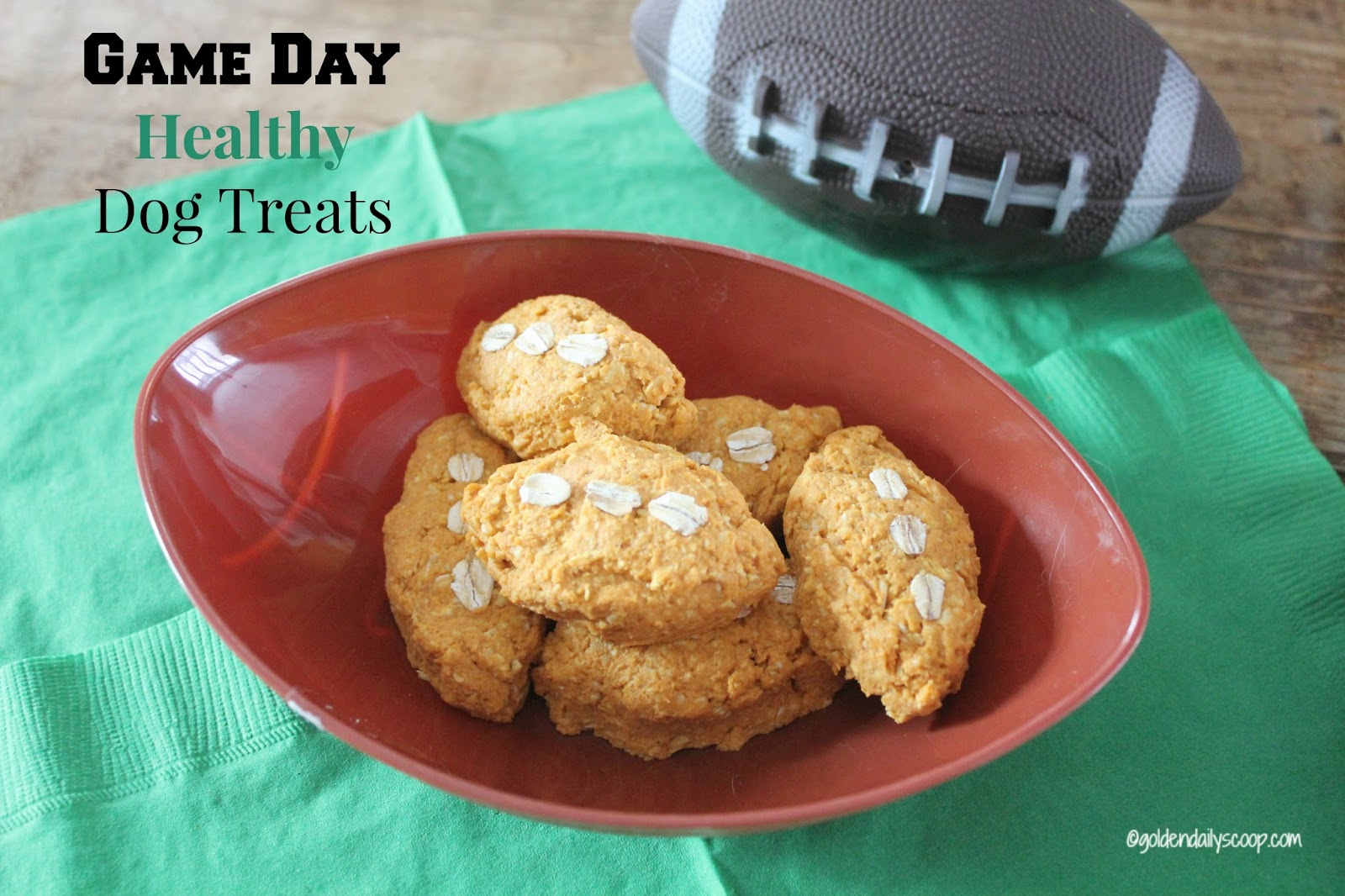 Healthy Pumpkin and Peanut Butter Super Bowl Game Day Football Dog Treats