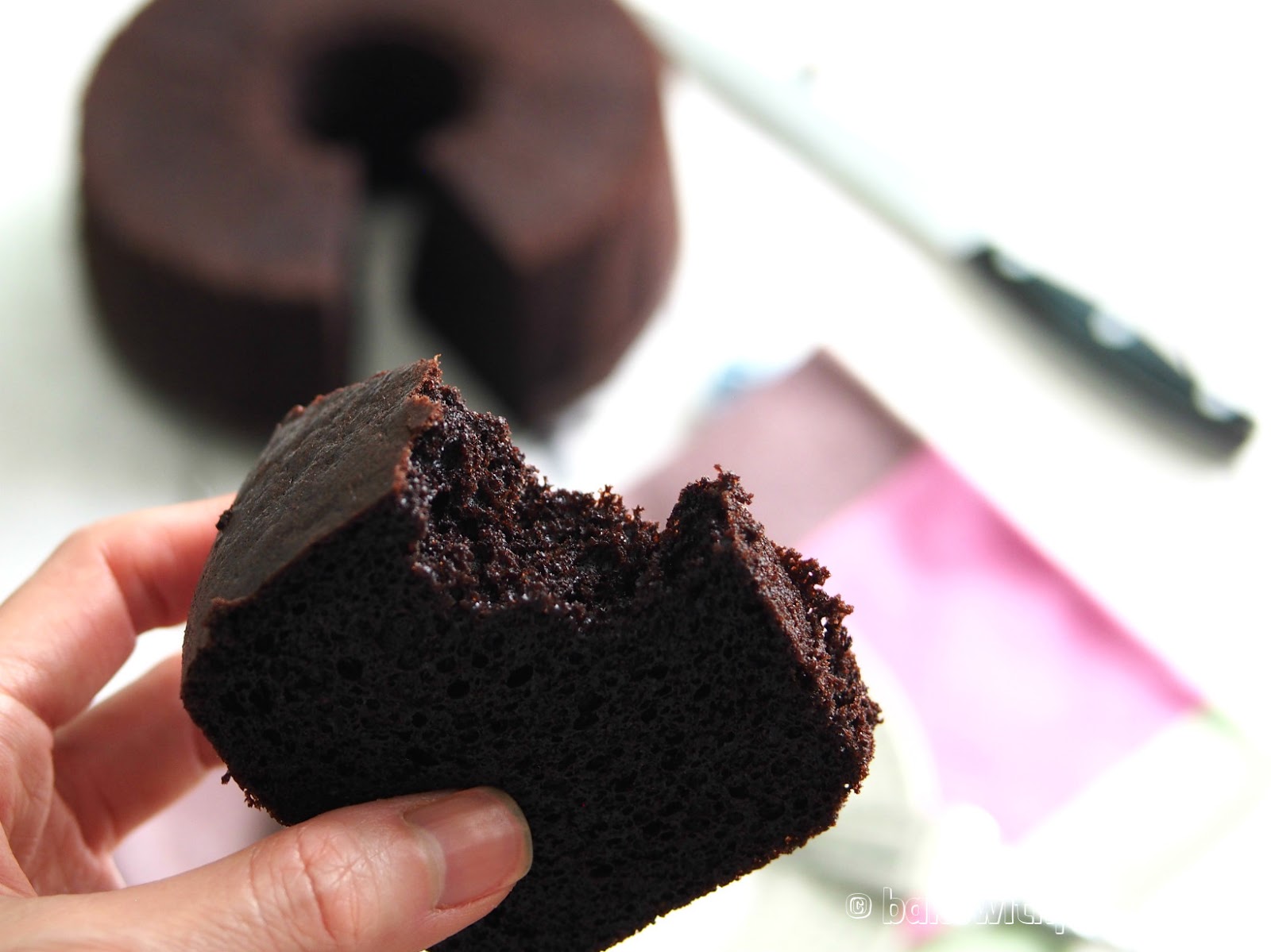 Japanese Dark Pearl Chocolate Chiffon Cake BAKE WITH PAWS