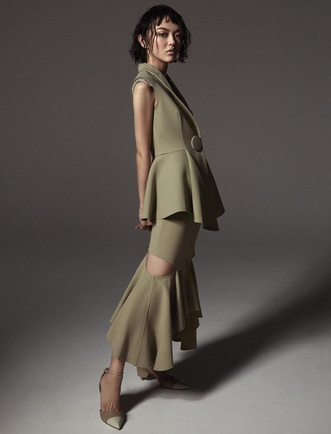 Harper's Bazaar Kazakhstan February 2016, Rila Fukushima 福島莉拉 Resort 2016 Givenchy Mermaid Skirt Suit Editorials