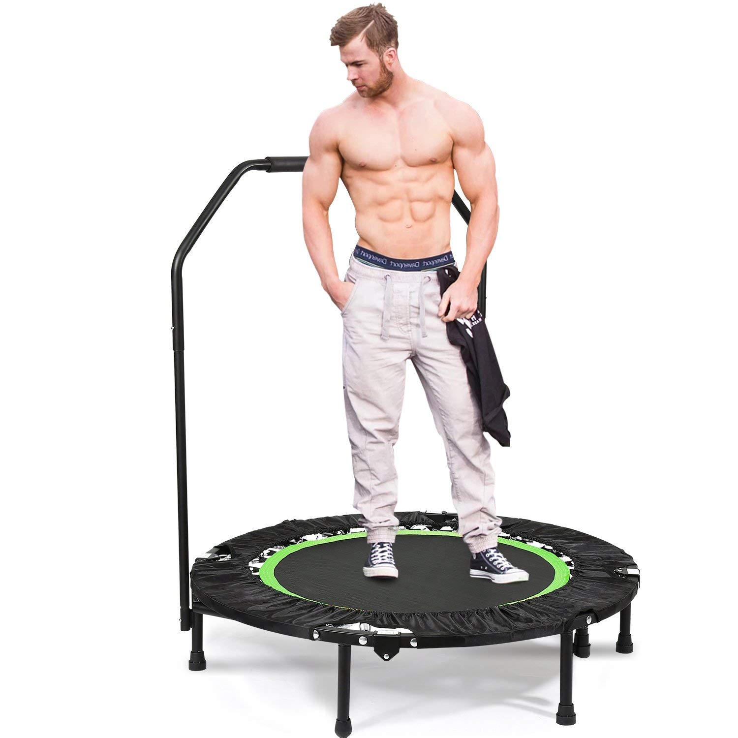 Simpfree Foldable Rebounder Trampoline Adjustable Handle, Safe Elastic