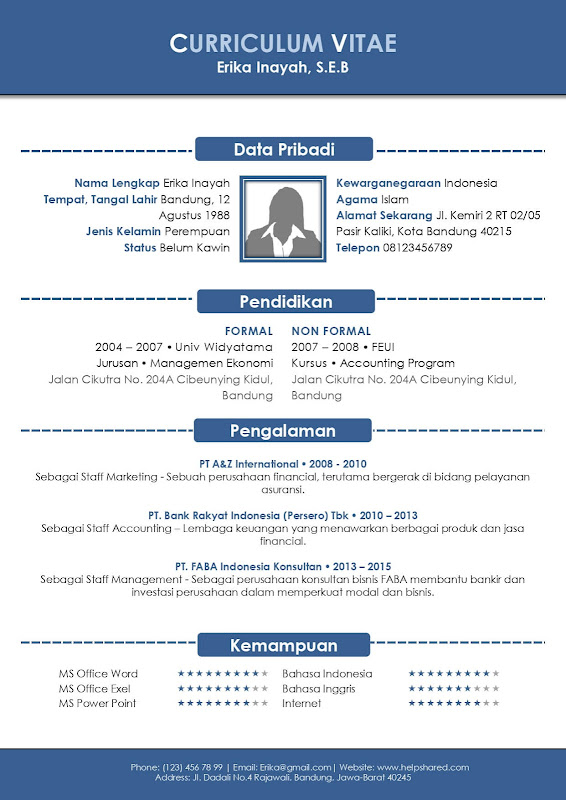 Contoh CV Lamaran Kerja Menarik 4 Berwarna contoh cv curriculum vitae