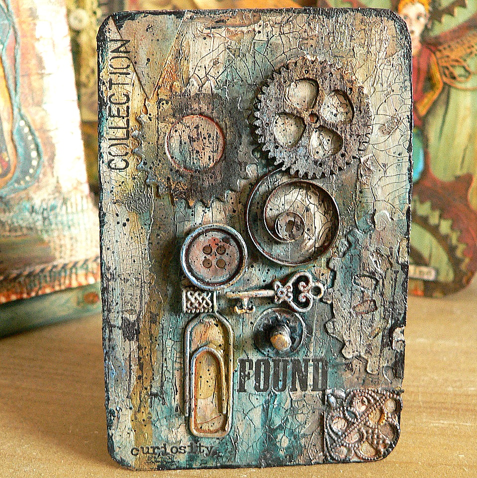 Von Pappe II Altered Playing Card with DecoArt Media Crackle Paint