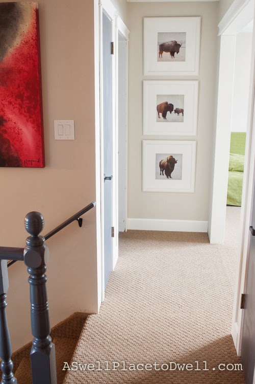 hallway reveal with painted interior doors.