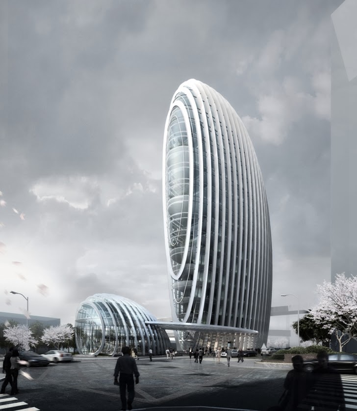 Impressive Modern Office Tower by Aedas from the street
