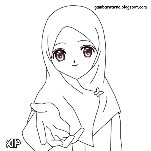  Mewarnai  Wanita  Berhijab Belajar Mewarnai  Gambar 