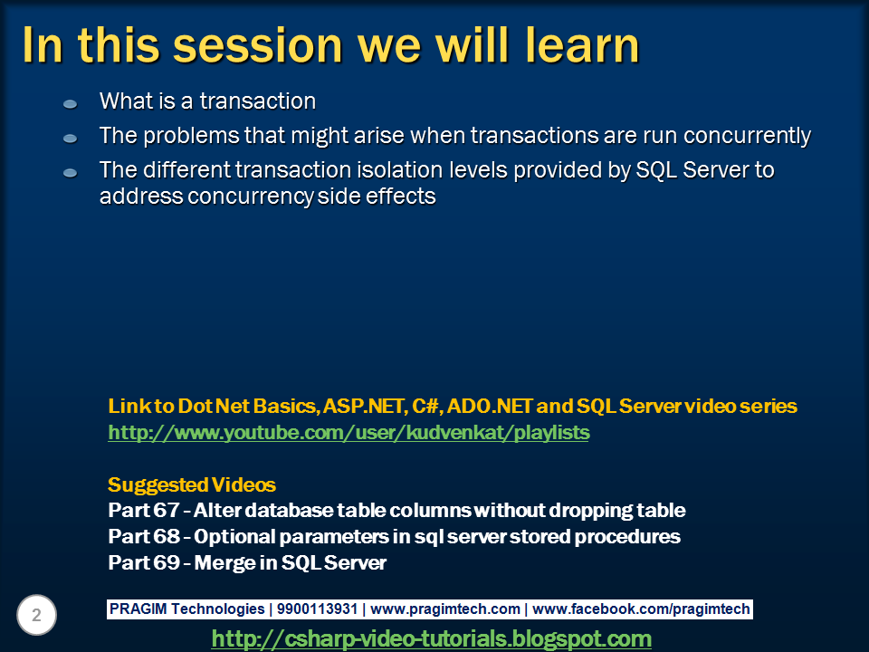 Sql server, .net and c# video tutorial: sql server concurrent transactions