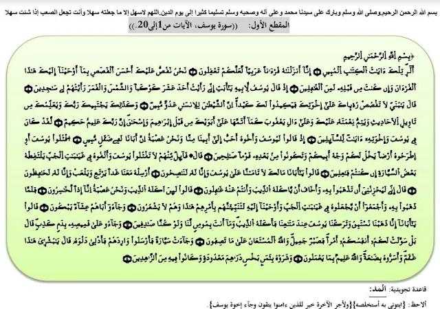 الأولى باكالوريا:جميع دروس القرآن الكريم