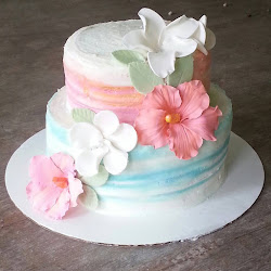 cake cakes hibiscus buttercream flowers hawaiian watercolor birthday ombre paste luau gum tropical kandice gumpaste tier pretty floral party fondant