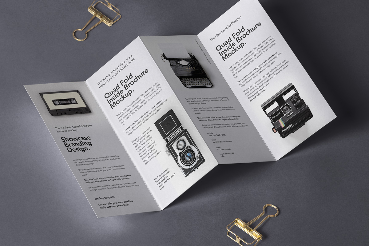 brochure folds with metal clips mockup brochure folds