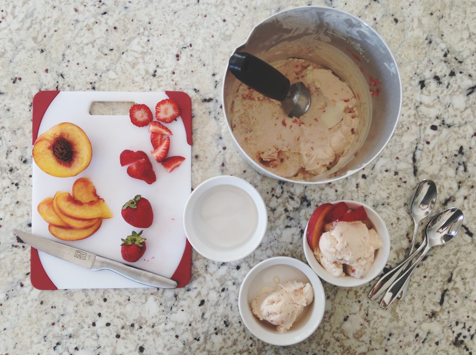 LIFE IS SWEET Roasted Peach and Strawberry Buttermilk Ice Cream