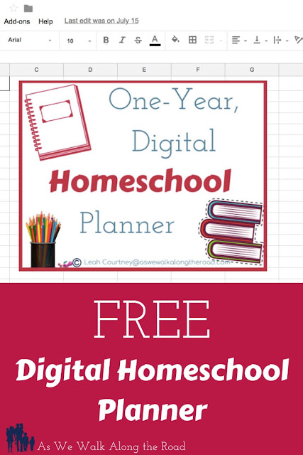 Free homeschool planner Pick up your free digital #homeschool planner. You can organize your #homeschoolcurricula choices as well as planning your homeschool year. #AsWeWalk