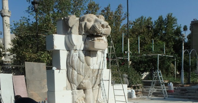 Restoration completed on Lion of Al-lāt statue from ancient city of Palmyra, damaged by ISIS
