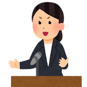 スピーチをしている女性のイラスト