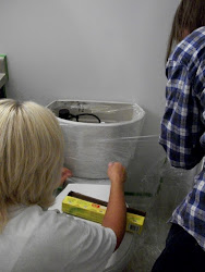 toilet paint around wrap saran