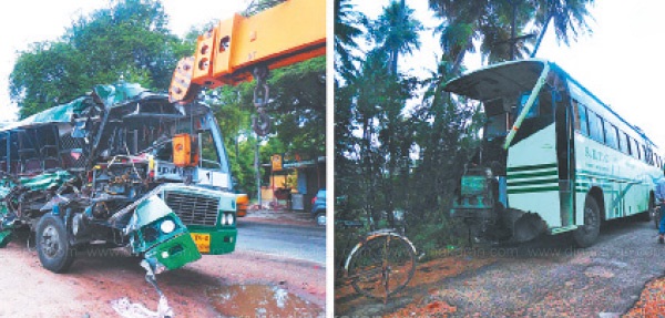 2 அரசு பஸ்கள் நேருக்கு நேர் மோதல்: டிரைவர் பலி; 15 பேர் படுகாயம் 2 அரசு பஸ்கள் நேருக்கு நேர் மோதல்: டிரைவர் பலி; 15 பேர் படுகாயம்