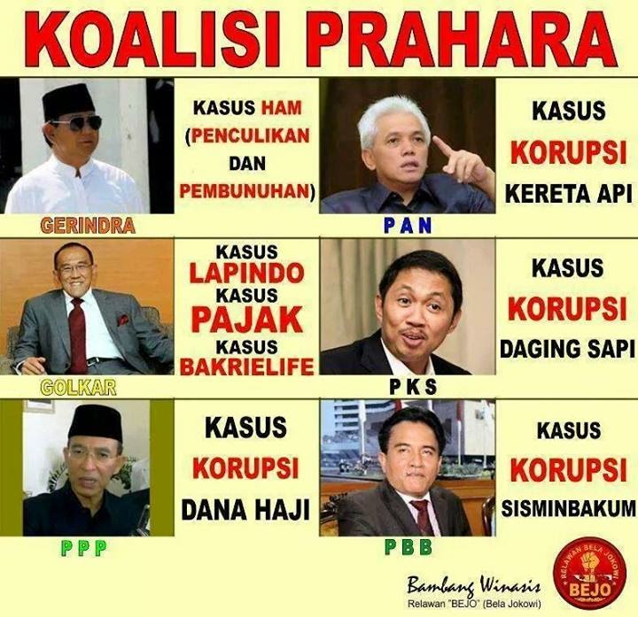 Tampak pada gambar, prabowo serta koalisi pendukungnya 