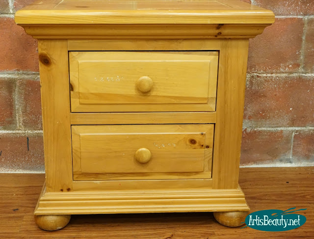 outdated orange pine nightstand makeover using general finishes paint and gel stain