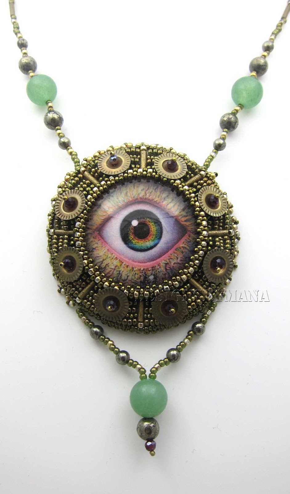 Beadfeast home of handmade bead embroidered jewelry The Eye Necklace