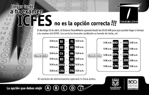 Servicios Transmilenio Jornada Exámenes Icfes Saber 2011