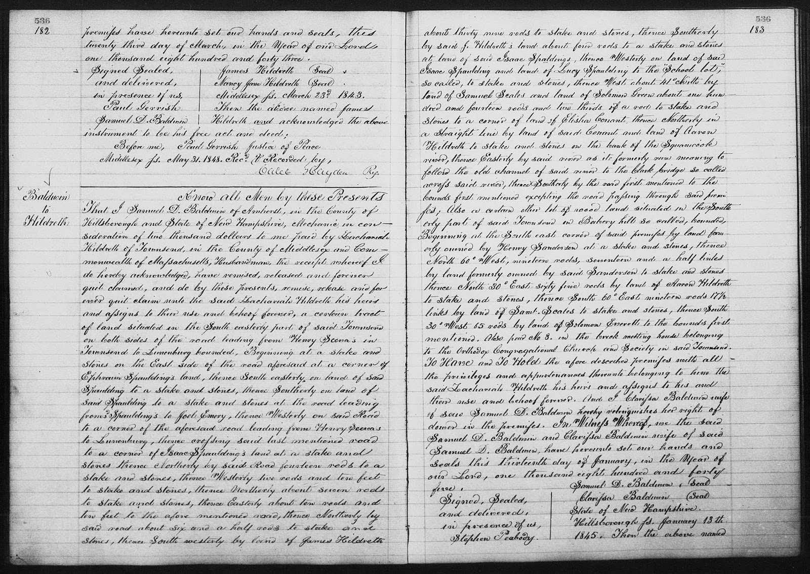 GeneaMusings Amanuensis Monday 1843 Deed of James Hildreth to