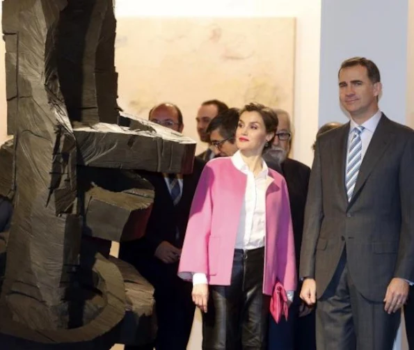 King Felipe VI and his wife Queen Letizia of Spain attend the official opening of the ARCO International Contemporary Art Fair at the Ifema exhibition site in Madrid