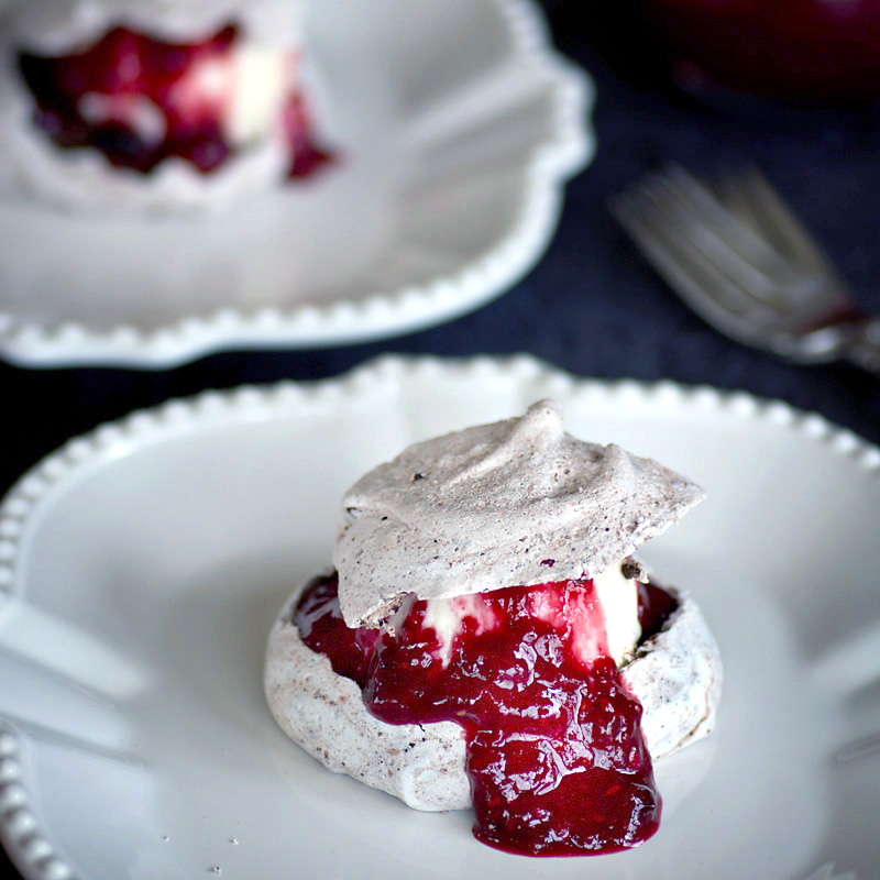 Savoring Time in the Kitchen Chocolate Pecan Meringues with Easy Berry Sauce