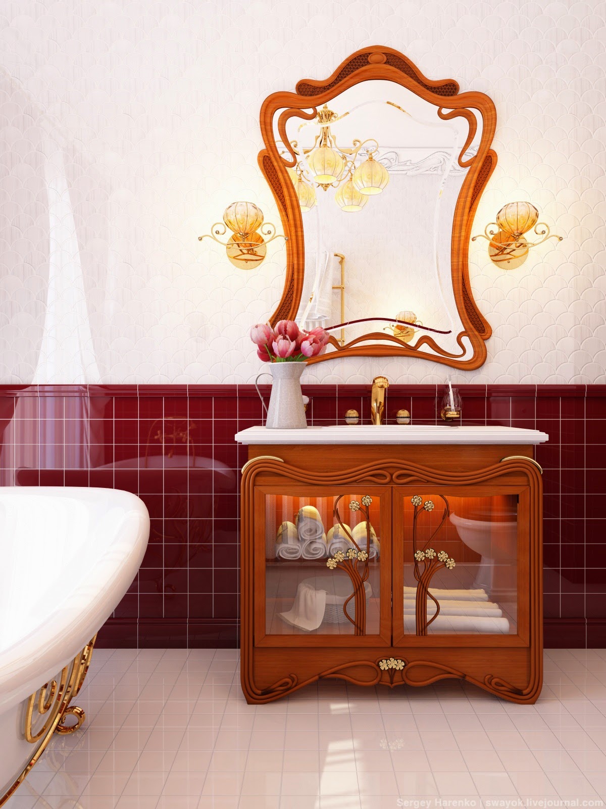 Interior Design Art Nouveau. Bathroom Part 2