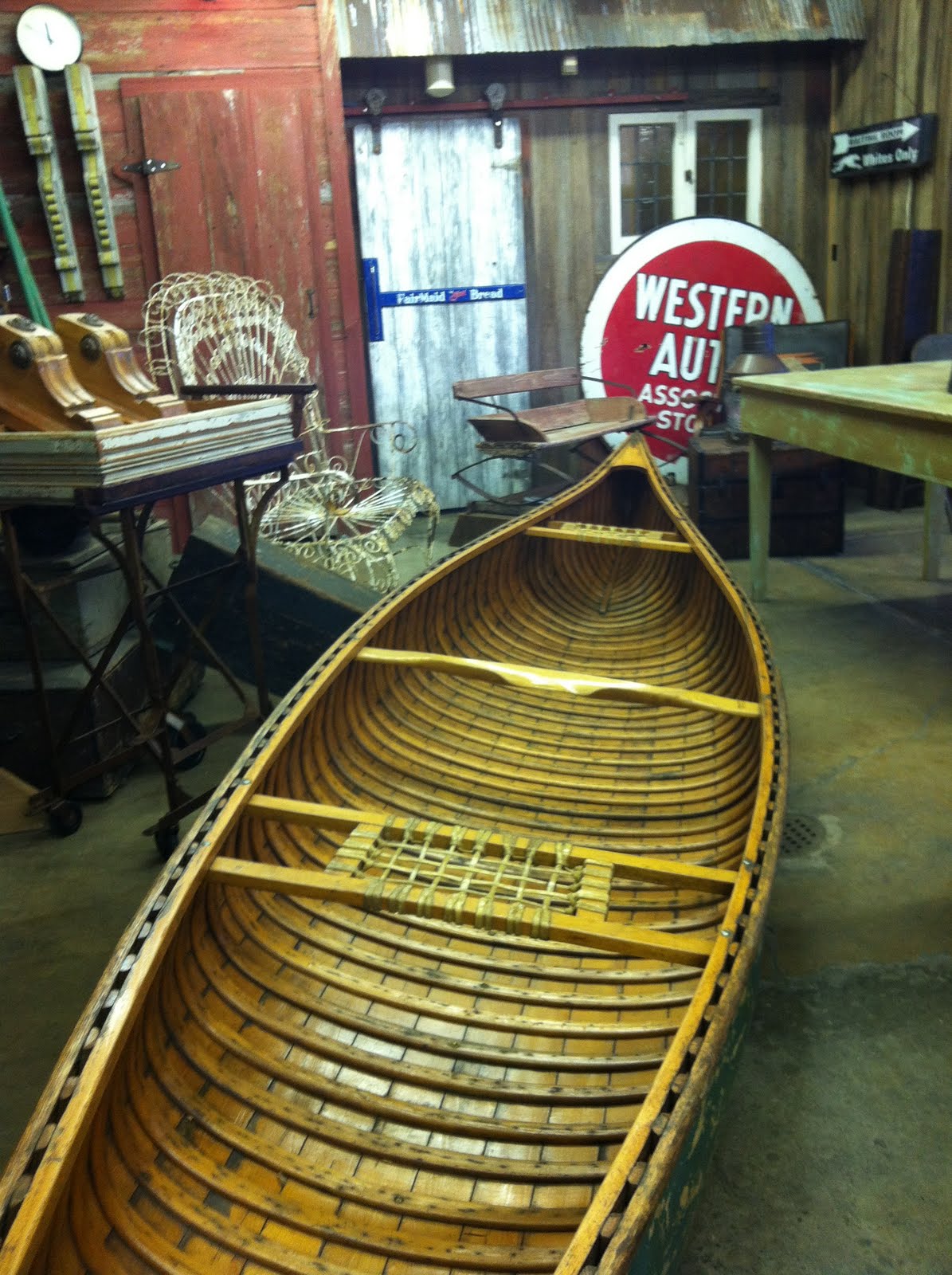 oklahoma barn market: vintage old town canoe