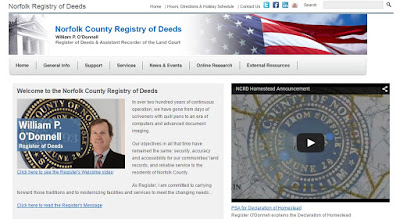 screen grab of Norfolk County Deeds webpage