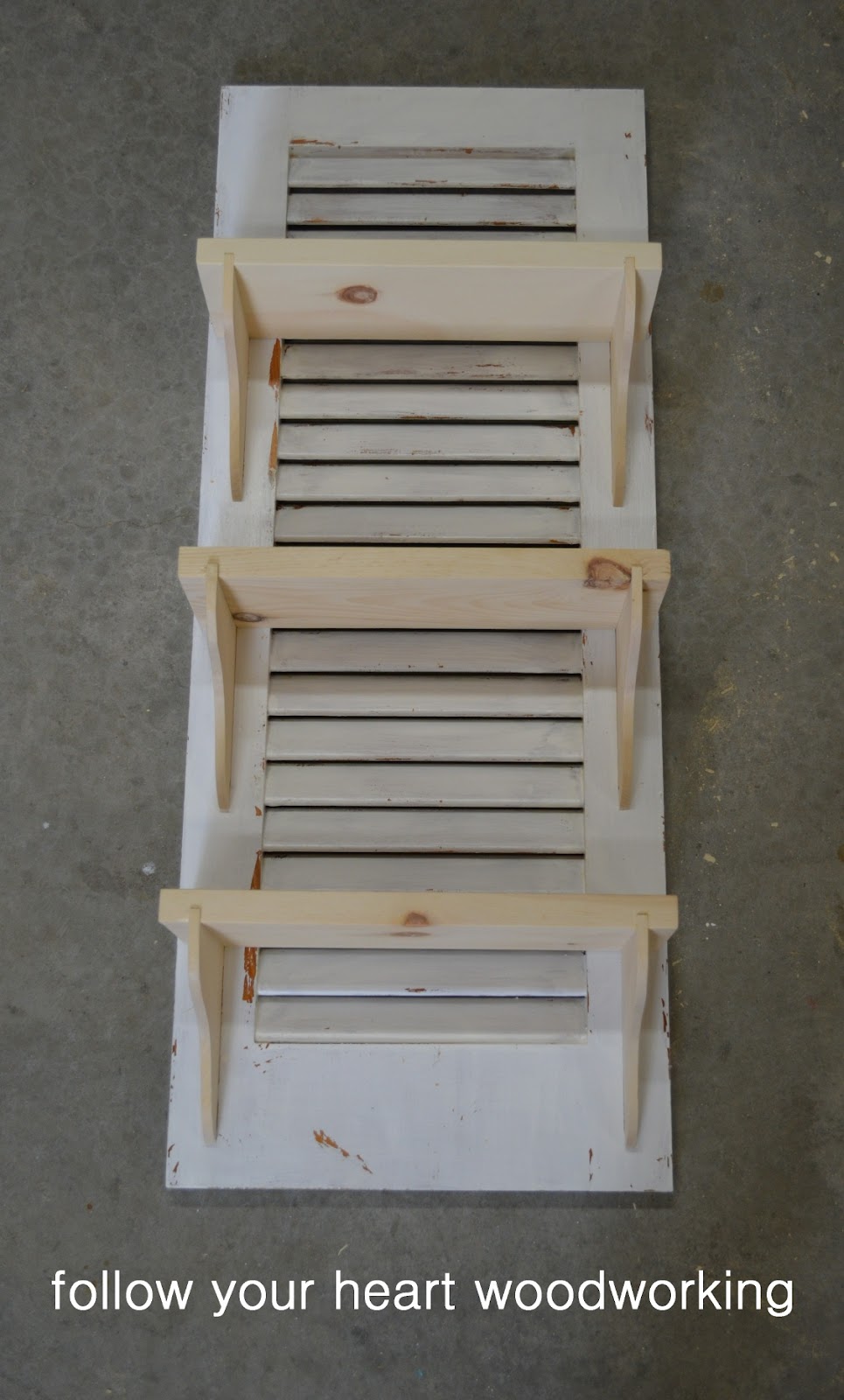 follow your heart woodworking: Shutter Repurposed Into Shelves