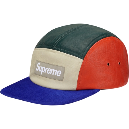 Leather  s  Suede Camp Cap Bone 1354137436 - Supreme - Bon&eacute;s five panel em couro e camur&ccedil;a