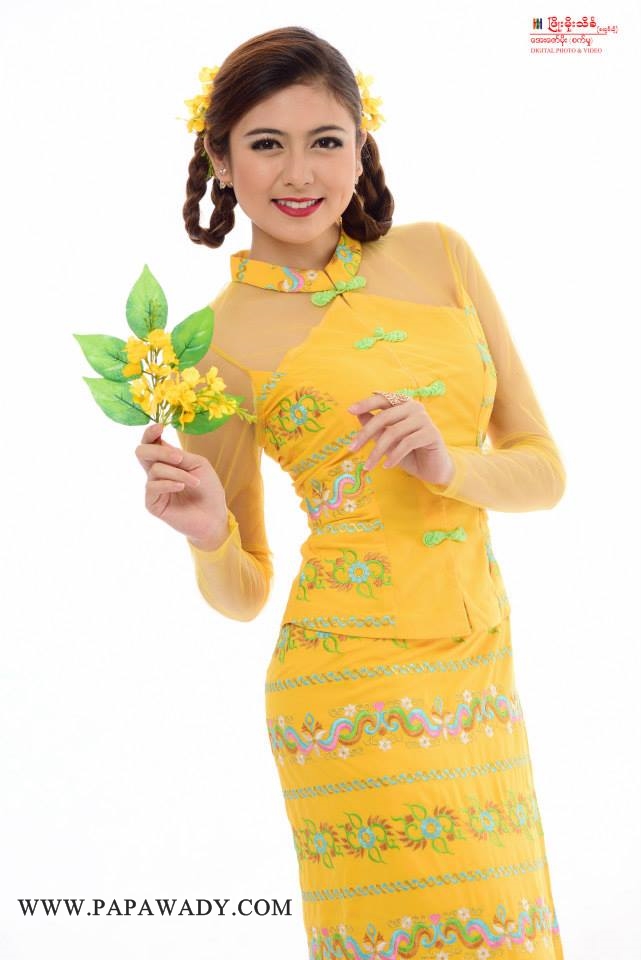 Shwe Thamee - Mingalar Thingyan Photoshoot in Yellow Fashion Dress 