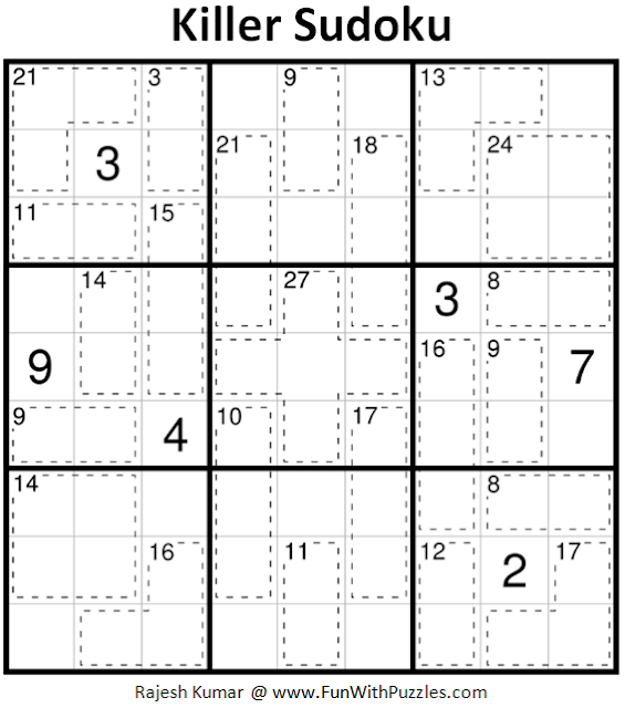 Killer Sudoku Puzzle (Fun With Sudoku #233)