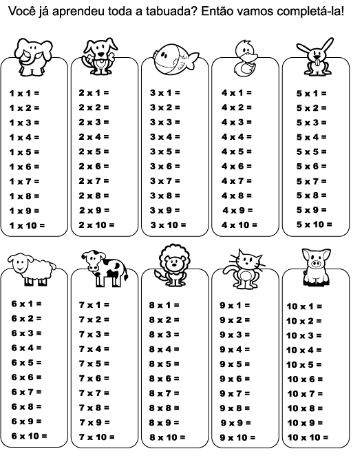 Turminha do Yuri : Vamos Aprender e Completar a Tabuada