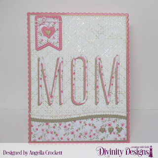 Divinity Designs Custom Dies: Long & Lean Letters, Scalloped Rectangles, Large Banners, Pierced Rectangles, Leafy Edged Borders, Layering Hearts, Clouds and Raindrops, Embossing Folder: Cross Stitch, Paper Collection: Pretty Pink Peonies