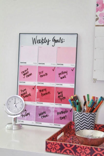 organize your weekly goals and tasks with this colorful, pink board